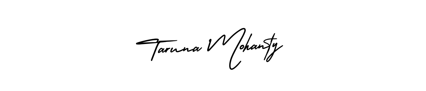 You should practise on your own different ways (AmerikaSignatureDemo-Regular) to write your name (Taruna Mohanty) in signature. don't let someone else do it for you. Taruna Mohanty signature style 3 images and pictures png