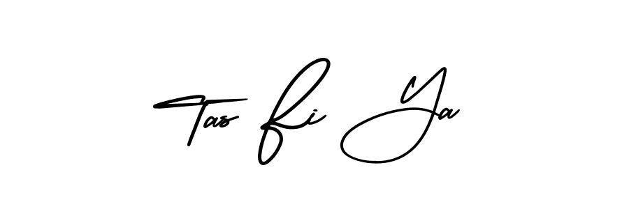 You should practise on your own different ways (AmerikaSignatureDemo-Regular) to write your name (Tas Fi Ya) in signature. don't let someone else do it for you. Tas Fi Ya signature style 3 images and pictures png