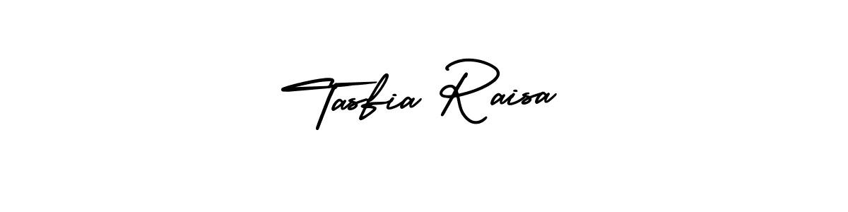 You should practise on your own different ways (AmerikaSignatureDemo-Regular) to write your name (Tasfia Raisa) in signature. don't let someone else do it for you. Tasfia Raisa signature style 3 images and pictures png