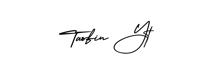 How to make Tasfin Yt name signature. Use AmerikaSignatureDemo-Regular style for creating short signs online. This is the latest handwritten sign. Tasfin Yt signature style 3 images and pictures png