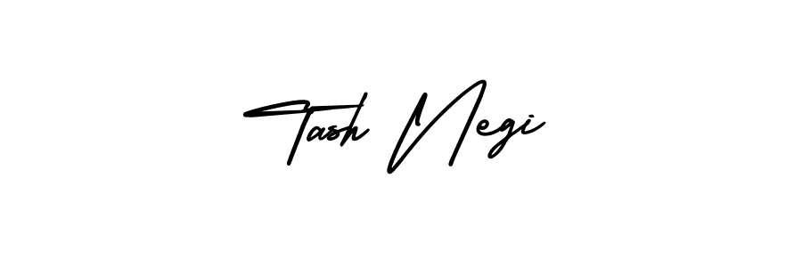 You should practise on your own different ways (AmerikaSignatureDemo-Regular) to write your name (Tash Negi) in signature. don't let someone else do it for you. Tash Negi signature style 3 images and pictures png