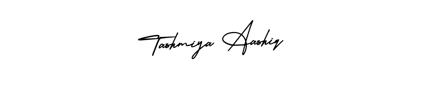 if you are searching for the best signature style for your name Tashmiya Aashiq. so please give up your signature search. here we have designed multiple signature styles  using AmerikaSignatureDemo-Regular. Tashmiya Aashiq signature style 3 images and pictures png
