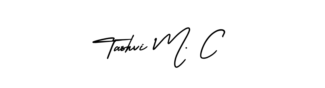 The best way (AmerikaSignatureDemo-Regular) to make a short signature is to pick only two or three words in your name. The name Tashvi M. C include a total of six letters. For converting this name. Tashvi M. C signature style 3 images and pictures png