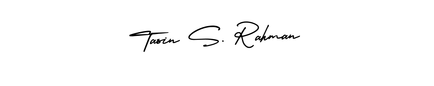 You should practise on your own different ways (AmerikaSignatureDemo-Regular) to write your name (Tasin S. Rahman) in signature. don't let someone else do it for you. Tasin S. Rahman signature style 3 images and pictures png