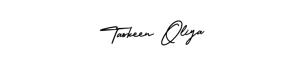 It looks lik you need a new signature style for name Taskeen Oliya. Design unique handwritten (AmerikaSignatureDemo-Regular) signature with our free signature maker in just a few clicks. Taskeen Oliya signature style 3 images and pictures png