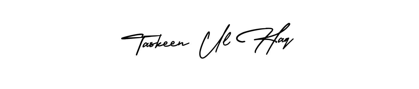 It looks lik you need a new signature style for name Taskeen Ul Haq. Design unique handwritten (AmerikaSignatureDemo-Regular) signature with our free signature maker in just a few clicks. Taskeen Ul Haq signature style 3 images and pictures png