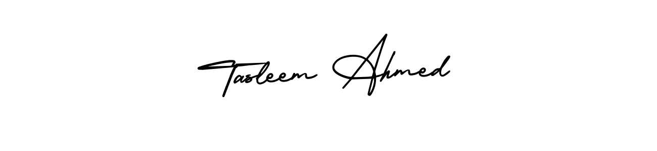 How to make Tasleem Ahmed name signature. Use AmerikaSignatureDemo-Regular style for creating short signs online. This is the latest handwritten sign. Tasleem Ahmed signature style 3 images and pictures png