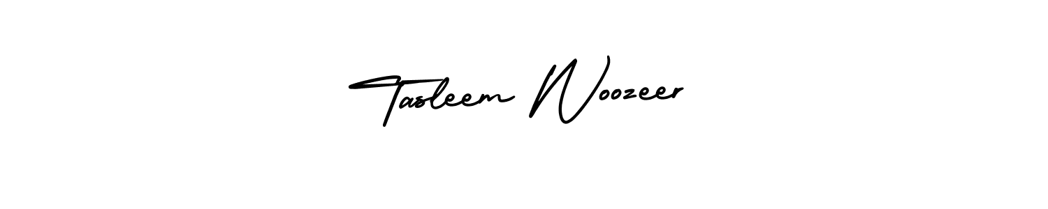 if you are searching for the best signature style for your name Tasleem Woozeer. so please give up your signature search. here we have designed multiple signature styles  using AmerikaSignatureDemo-Regular. Tasleem Woozeer signature style 3 images and pictures png