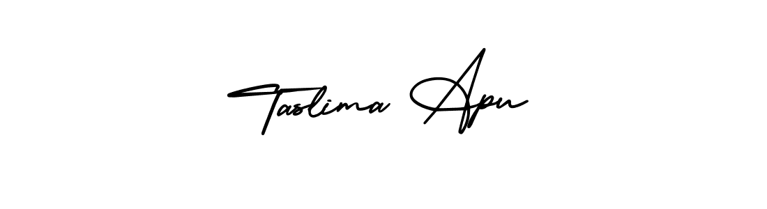 Taslima Apu stylish signature style. Best Handwritten Sign (AmerikaSignatureDemo-Regular) for my name. Handwritten Signature Collection Ideas for my name Taslima Apu. Taslima Apu signature style 3 images and pictures png