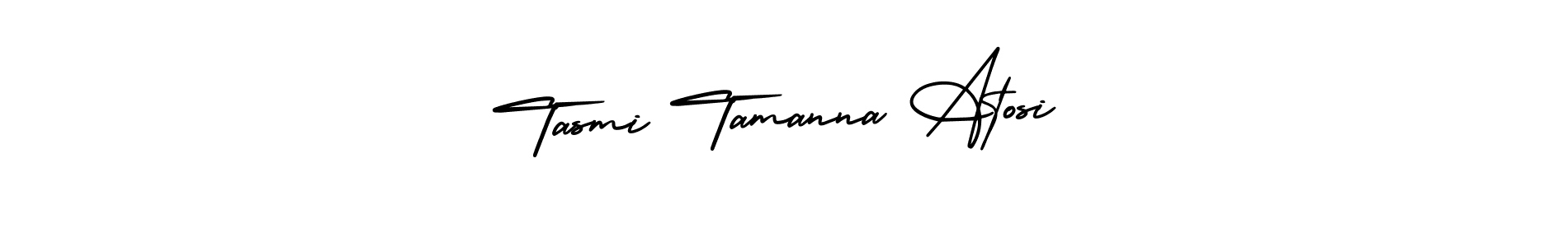 The best way (AmerikaSignatureDemo-Regular) to make a short signature is to pick only two or three words in your name. The name Tasmi Tamanna Atosi include a total of six letters. For converting this name. Tasmi Tamanna Atosi signature style 3 images and pictures png