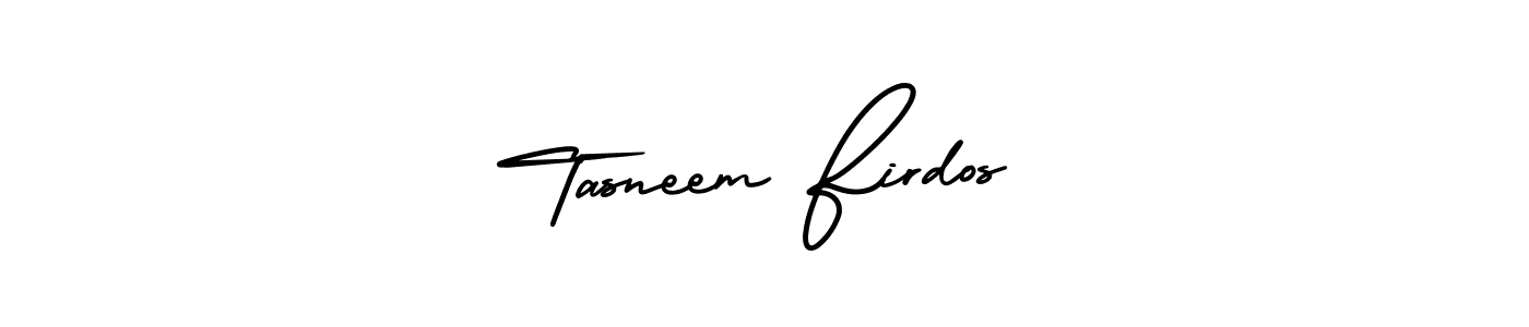 This is the best signature style for the Tasneem Firdos name. Also you like these signature font (AmerikaSignatureDemo-Regular). Mix name signature. Tasneem Firdos signature style 3 images and pictures png