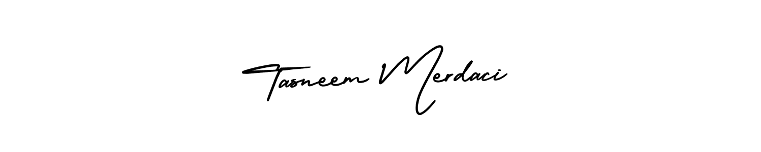 How to make Tasneem Merdaci name signature. Use AmerikaSignatureDemo-Regular style for creating short signs online. This is the latest handwritten sign. Tasneem Merdaci signature style 3 images and pictures png