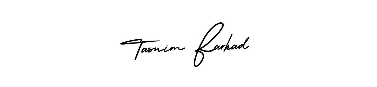 Make a beautiful signature design for name Tasnim Farhad. With this signature (AmerikaSignatureDemo-Regular) style, you can create a handwritten signature for free. Tasnim Farhad signature style 3 images and pictures png