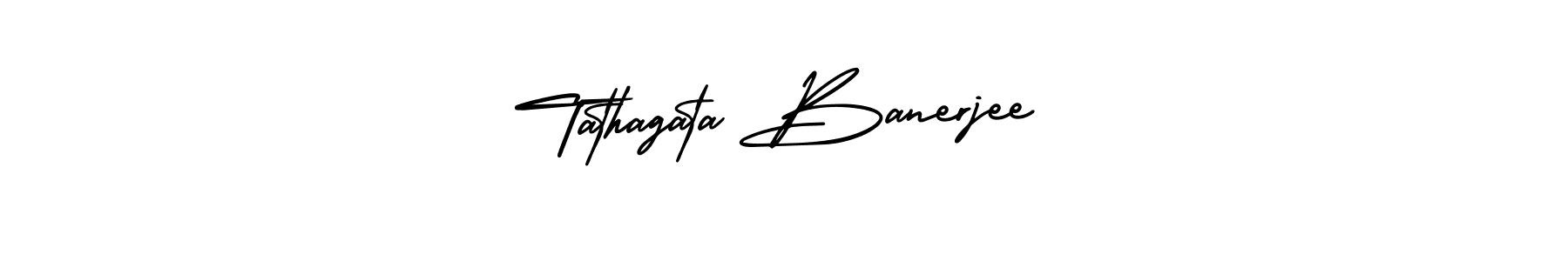 The best way (AmerikaSignatureDemo-Regular) to make a short signature is to pick only two or three words in your name. The name Tathagata Banerjee include a total of six letters. For converting this name. Tathagata Banerjee signature style 3 images and pictures png