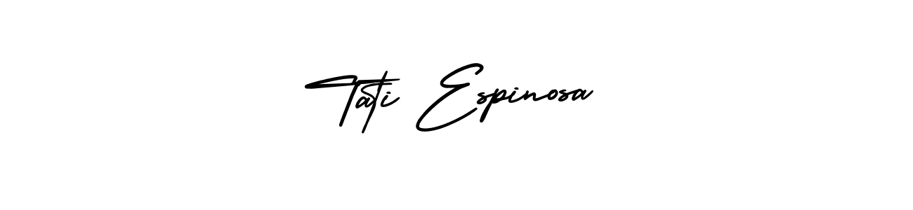 The best way (AmerikaSignatureDemo-Regular) to make a short signature is to pick only two or three words in your name. The name Tati Espinosa include a total of six letters. For converting this name. Tati Espinosa signature style 3 images and pictures png