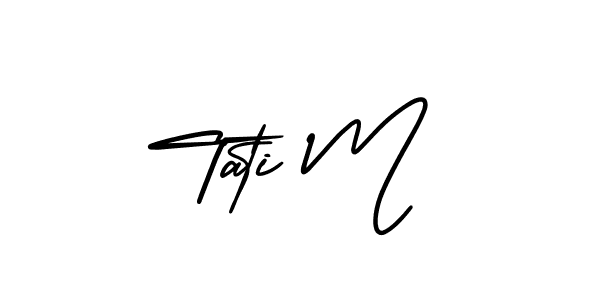 Tati M stylish signature style. Best Handwritten Sign (AmerikaSignatureDemo-Regular) for my name. Handwritten Signature Collection Ideas for my name Tati M. Tati M signature style 3 images and pictures png