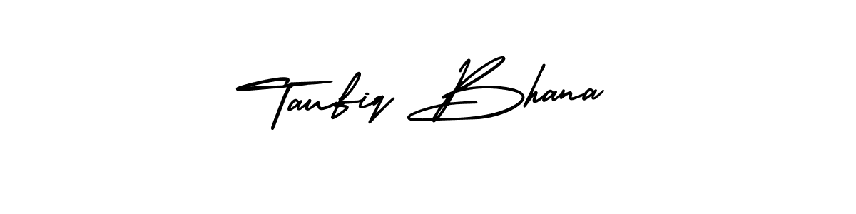 You should practise on your own different ways (AmerikaSignatureDemo-Regular) to write your name (Taufiq Bhana) in signature. don't let someone else do it for you. Taufiq Bhana signature style 3 images and pictures png
