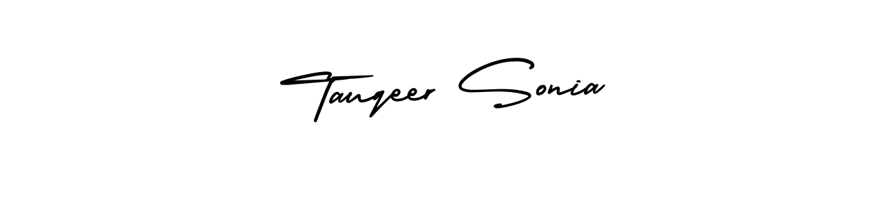 Design your own signature with our free online signature maker. With this signature software, you can create a handwritten (AmerikaSignatureDemo-Regular) signature for name Tauqeer Sonia. Tauqeer Sonia signature style 3 images and pictures png