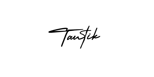 How to Draw Tautik signature style? AmerikaSignatureDemo-Regular is a latest design signature styles for name Tautik. Tautik signature style 3 images and pictures png