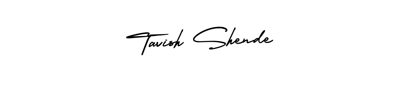 The best way (AmerikaSignatureDemo-Regular) to make a short signature is to pick only two or three words in your name. The name Tavish Shende include a total of six letters. For converting this name. Tavish Shende signature style 3 images and pictures png