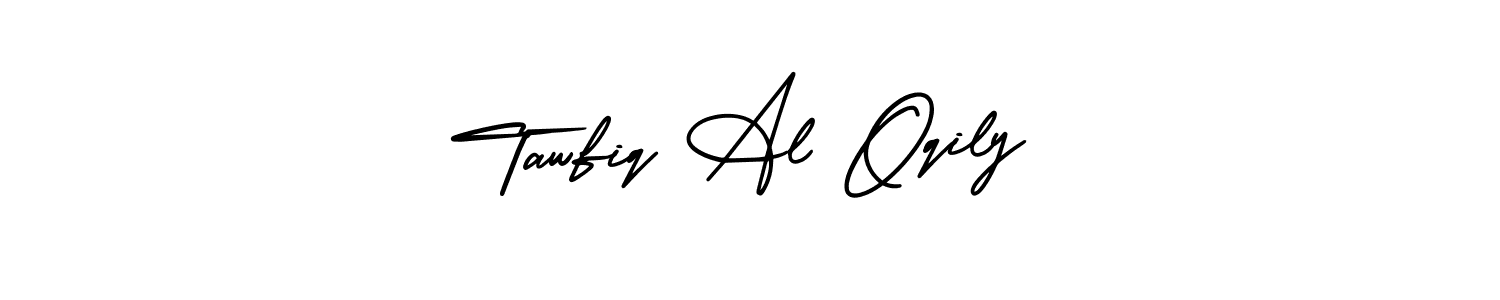 This is the best signature style for the Tawfiq Al Oqily name. Also you like these signature font (AmerikaSignatureDemo-Regular). Mix name signature. Tawfiq Al Oqily signature style 3 images and pictures png