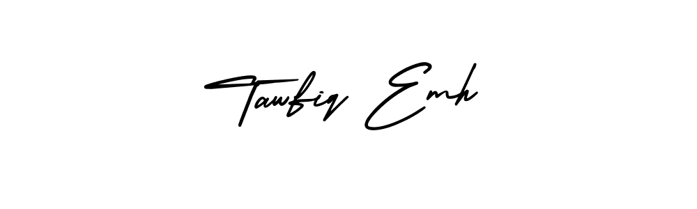 This is the best signature style for the Tawfiq Emh name. Also you like these signature font (AmerikaSignatureDemo-Regular). Mix name signature. Tawfiq Emh signature style 3 images and pictures png