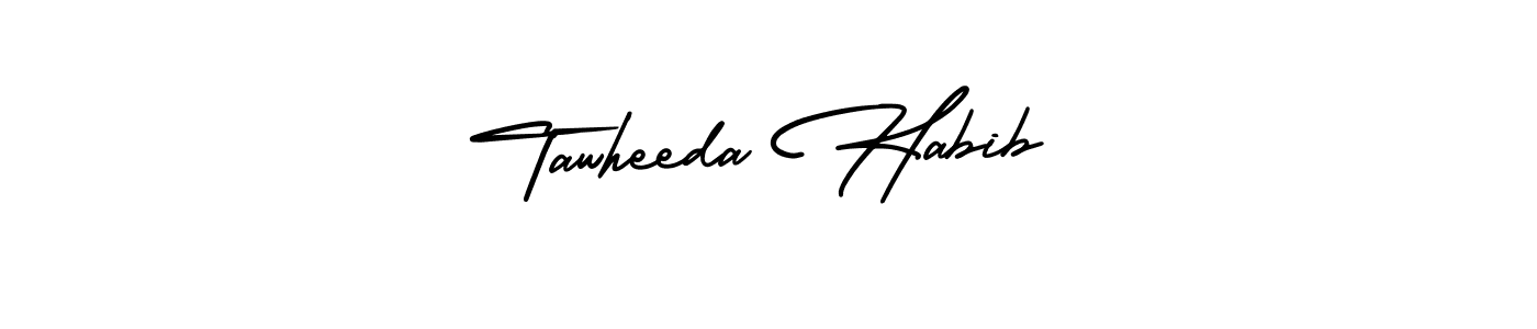 How to Draw Tawheeda Habib signature style? AmerikaSignatureDemo-Regular is a latest design signature styles for name Tawheeda Habib. Tawheeda Habib signature style 3 images and pictures png