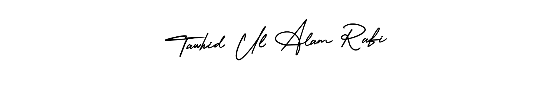 You should practise on your own different ways (AmerikaSignatureDemo-Regular) to write your name (Tawhid Ul Alam Rafi) in signature. don't let someone else do it for you. Tawhid Ul Alam Rafi signature style 3 images and pictures png