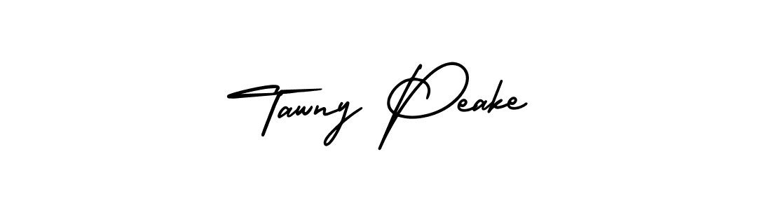 You should practise on your own different ways (AmerikaSignatureDemo-Regular) to write your name (Tawny Peake) in signature. don't let someone else do it for you. Tawny Peake signature style 3 images and pictures png