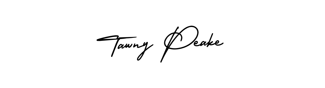 You should practise on your own different ways (AmerikaSignatureDemo-Regular) to write your name (Tawny Peake) in signature. don't let someone else do it for you. Tawny Peake signature style 3 images and pictures png