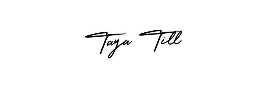 You should practise on your own different ways (AmerikaSignatureDemo-Regular) to write your name (Taya Till) in signature. don't let someone else do it for you. Taya Till signature style 3 images and pictures png