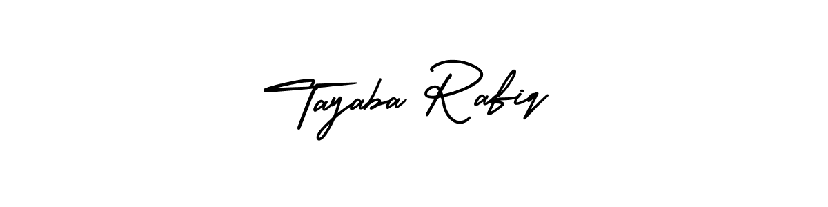 The best way (AmerikaSignatureDemo-Regular) to make a short signature is to pick only two or three words in your name. The name Tayaba Rafiq include a total of six letters. For converting this name. Tayaba Rafiq signature style 3 images and pictures png