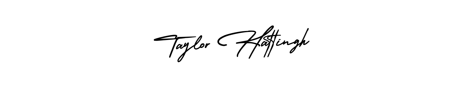 You should practise on your own different ways (AmerikaSignatureDemo-Regular) to write your name (Taylor Hattingh) in signature. don't let someone else do it for you. Taylor Hattingh signature style 3 images and pictures png