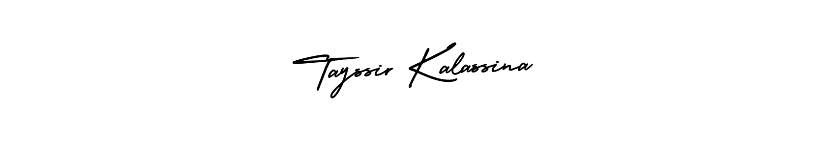 The best way (AmerikaSignatureDemo-Regular) to make a short signature is to pick only two or three words in your name. The name Tayssir Kalassina include a total of six letters. For converting this name. Tayssir Kalassina signature style 3 images and pictures png