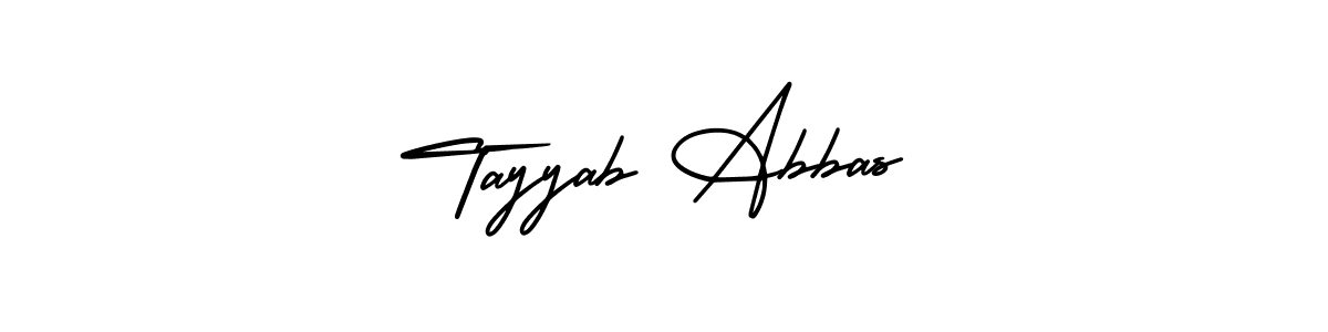 You should practise on your own different ways (AmerikaSignatureDemo-Regular) to write your name (Tayyab Abbas) in signature. don't let someone else do it for you. Tayyab Abbas signature style 3 images and pictures png