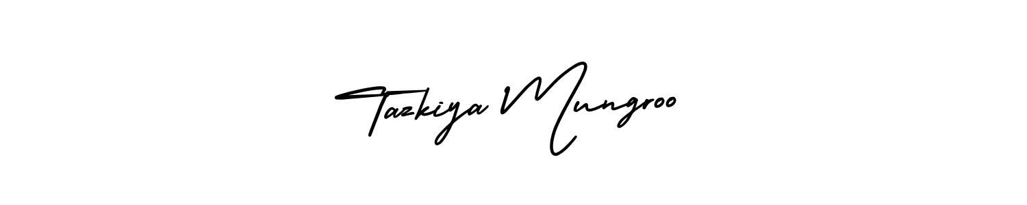 Make a beautiful signature design for name Tazkiya Mungroo. With this signature (AmerikaSignatureDemo-Regular) style, you can create a handwritten signature for free. Tazkiya Mungroo signature style 3 images and pictures png