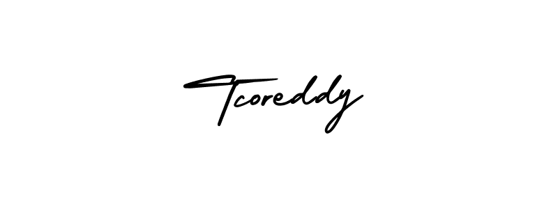 You should practise on your own different ways (AmerikaSignatureDemo-Regular) to write your name (Tcoreddy) in signature. don't let someone else do it for you. Tcoreddy signature style 3 images and pictures png