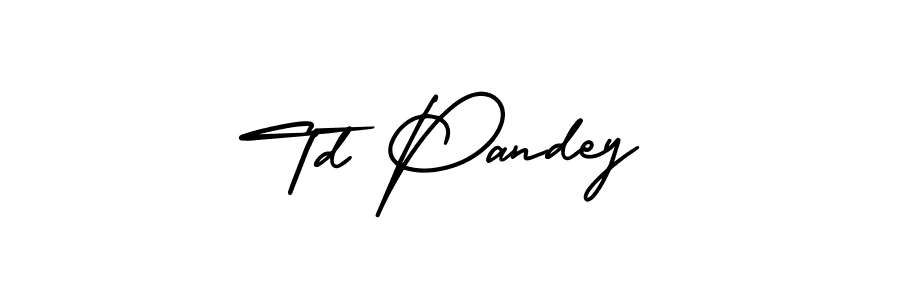 You should practise on your own different ways (AmerikaSignatureDemo-Regular) to write your name (Td Pandey) in signature. don't let someone else do it for you. Td Pandey signature style 3 images and pictures png