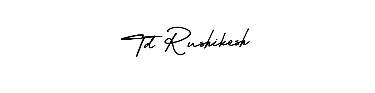 Also You can easily find your signature by using the search form. We will create Td Rushikesh name handwritten signature images for you free of cost using AmerikaSignatureDemo-Regular sign style. Td Rushikesh signature style 3 images and pictures png