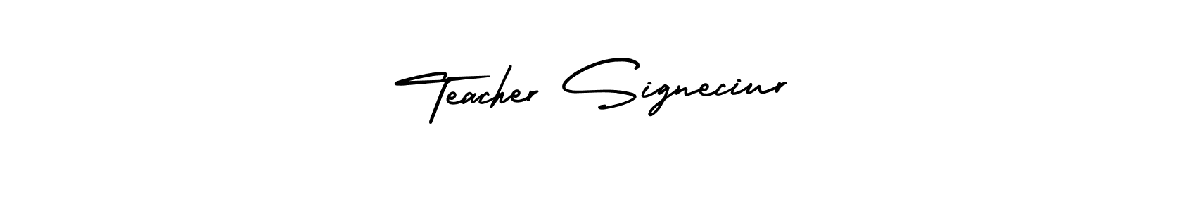 The best way (AmerikaSignatureDemo-Regular) to make a short signature is to pick only two or three words in your name. The name Teacher Signeciur include a total of six letters. For converting this name. Teacher Signeciur signature style 3 images and pictures png