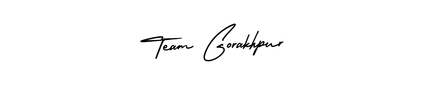 if you are searching for the best signature style for your name Team Gorakhpur. so please give up your signature search. here we have designed multiple signature styles  using AmerikaSignatureDemo-Regular. Team Gorakhpur signature style 3 images and pictures png
