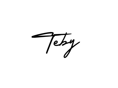 The best way (AmerikaSignatureDemo-Regular) to make a short signature is to pick only two or three words in your name. The name Teby include a total of six letters. For converting this name. Teby signature style 3 images and pictures png