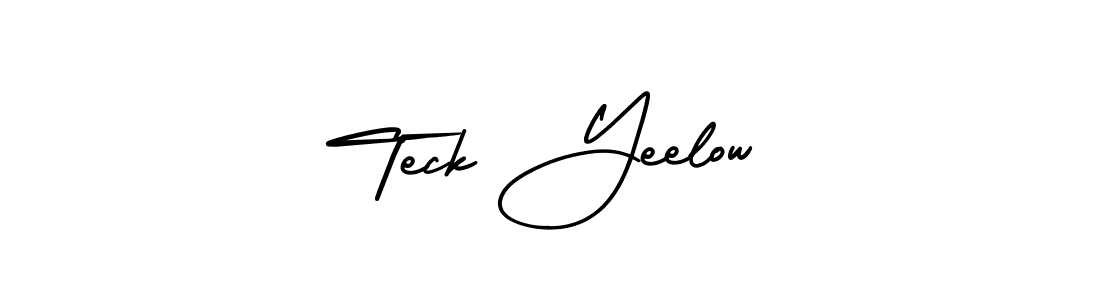 You should practise on your own different ways (AmerikaSignatureDemo-Regular) to write your name (Teck Yeelow) in signature. don't let someone else do it for you. Teck Yeelow signature style 3 images and pictures png