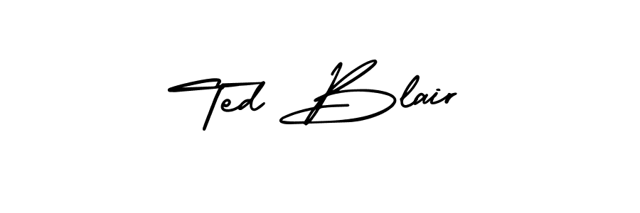 The best way (AmerikaSignatureDemo-Regular) to make a short signature is to pick only two or three words in your name. The name Ted Blair include a total of six letters. For converting this name. Ted Blair signature style 3 images and pictures png