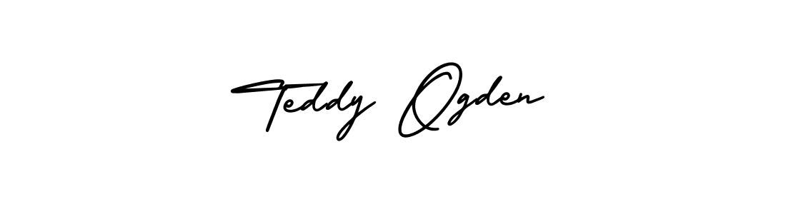 You should practise on your own different ways (AmerikaSignatureDemo-Regular) to write your name (Teddy Ogden) in signature. don't let someone else do it for you. Teddy Ogden signature style 3 images and pictures png