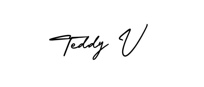 How to make Teddy V name signature. Use AmerikaSignatureDemo-Regular style for creating short signs online. This is the latest handwritten sign. Teddy V signature style 3 images and pictures png