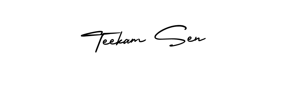 It looks lik you need a new signature style for name Teekam Sen. Design unique handwritten (AmerikaSignatureDemo-Regular) signature with our free signature maker in just a few clicks. Teekam Sen signature style 3 images and pictures png