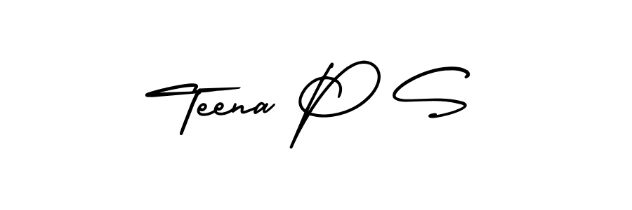 Make a short Teena P S signature style. Manage your documents anywhere anytime using AmerikaSignatureDemo-Regular. Create and add eSignatures, submit forms, share and send files easily. Teena P S signature style 3 images and pictures png