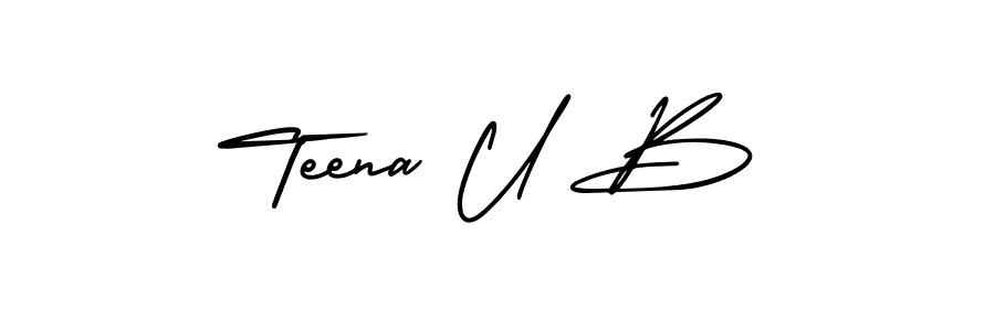 AmerikaSignatureDemo-Regular is a professional signature style that is perfect for those who want to add a touch of class to their signature. It is also a great choice for those who want to make their signature more unique. Get Teena U B name to fancy signature for free. Teena U B signature style 3 images and pictures png