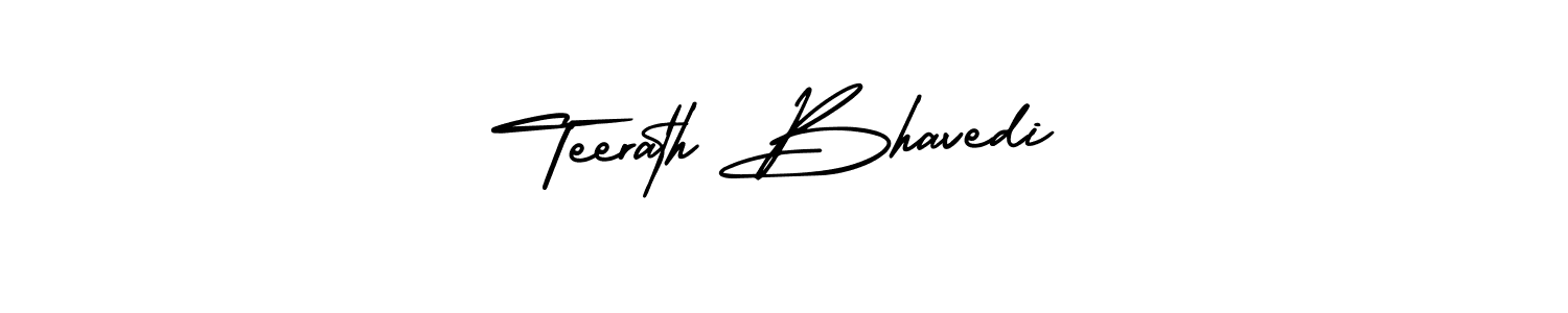 It looks lik you need a new signature style for name Teerath Bhavedi. Design unique handwritten (AmerikaSignatureDemo-Regular) signature with our free signature maker in just a few clicks. Teerath Bhavedi signature style 3 images and pictures png
